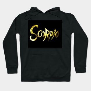 SCORPIO HOROSCOPE, BIRTH SIGN TAROT GOLD INK  ON BLACK Hoodie